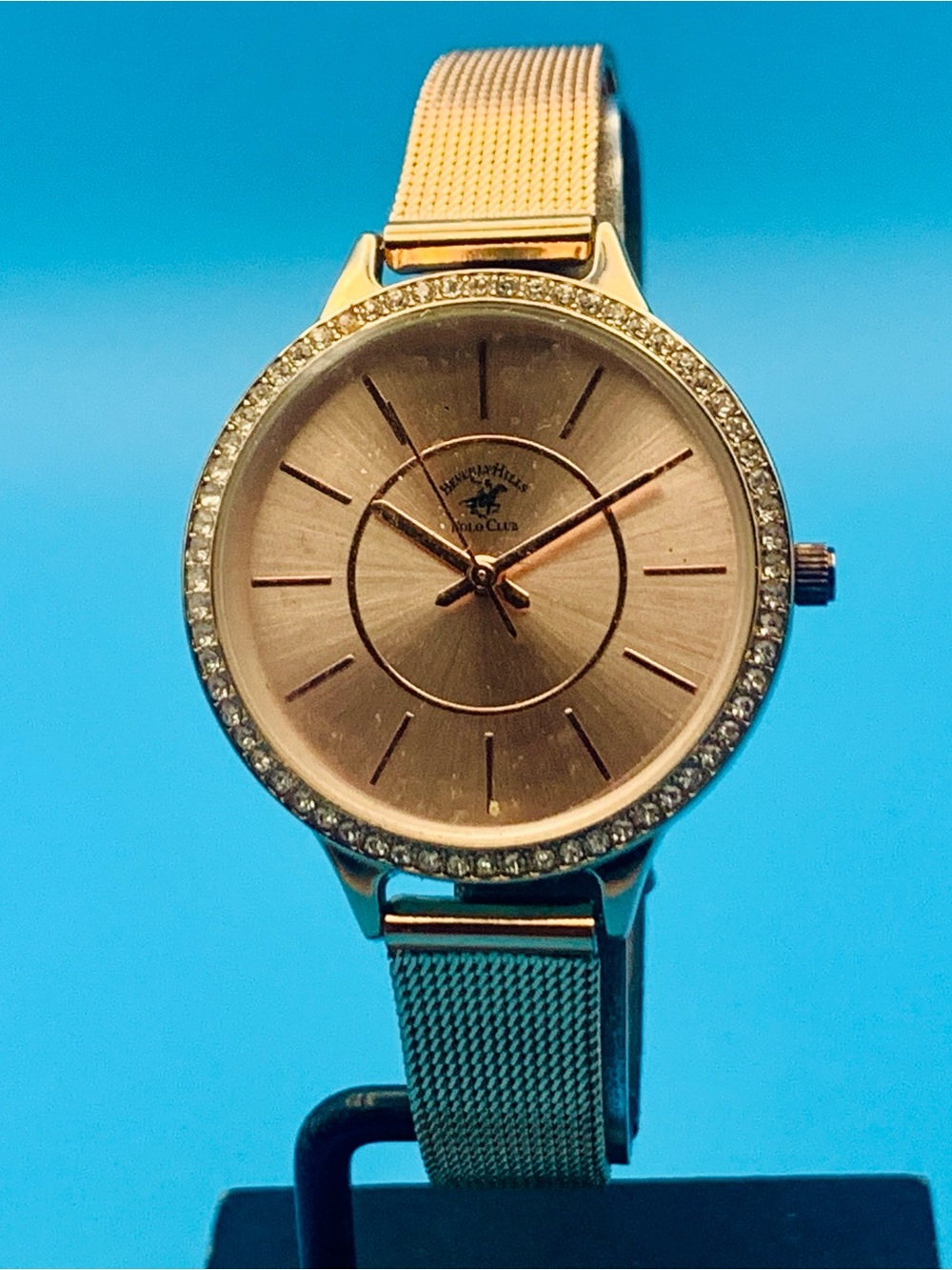 BEVERLY HILLS POLO CLUB Women’s Wristwatch Crystal Accents Working New Battery